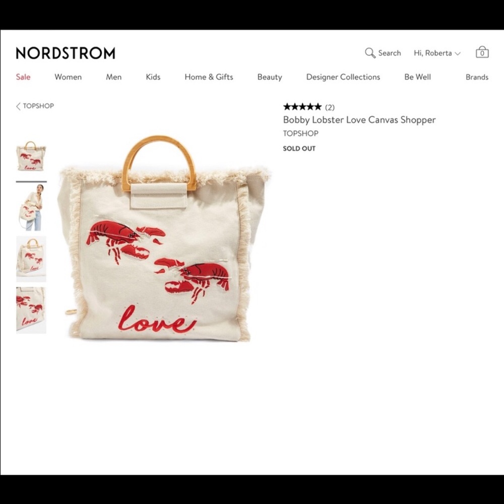 Nordstrom TopShop Lobster Canvas Tote